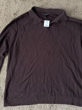 Men's Dark Brown Long-Sleeve Polo Sweater